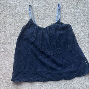 Gilly Hicks Navy Blue Lace Bustier Corset Top w/ Garter Straps Size M